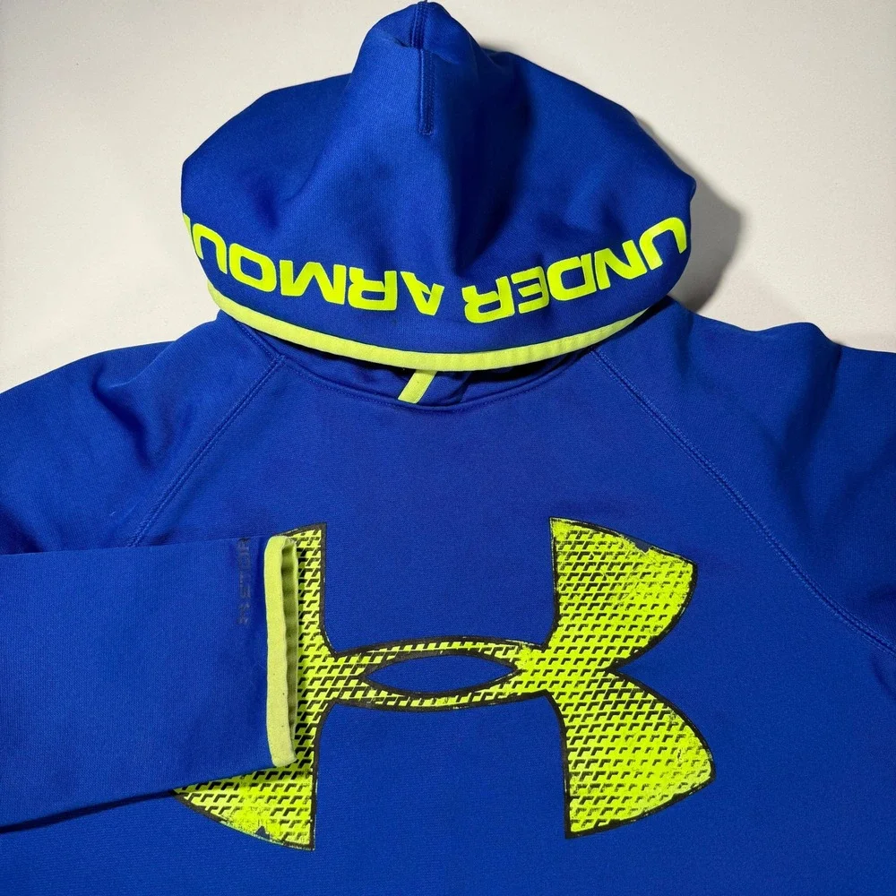 Under Armour‎ Youth Hoodie Blue Neon Logo Size Medium